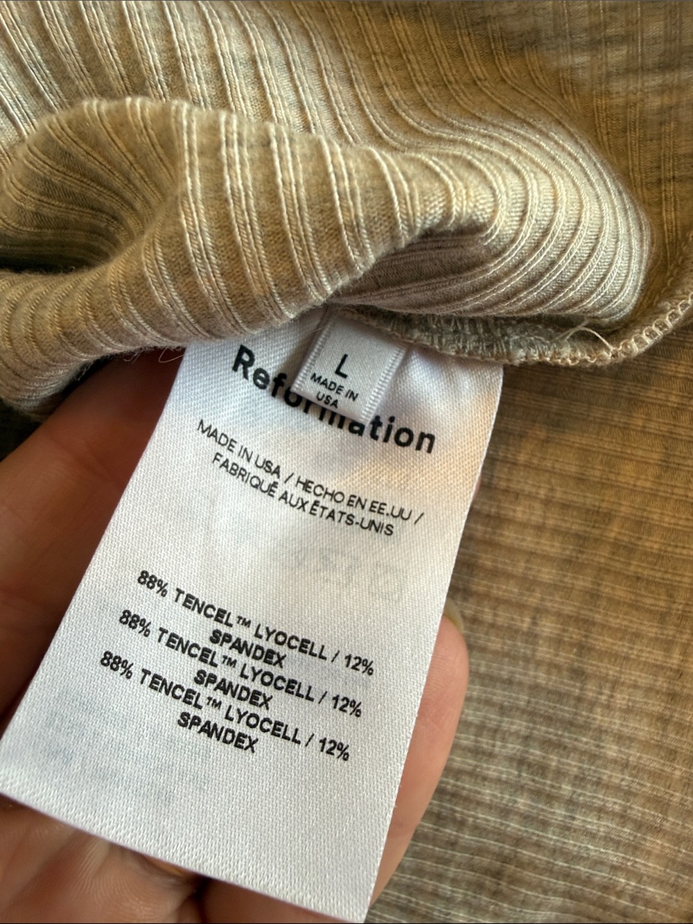 Reformation Beige Ribbed Ruched Button-Front Shirt - Picture 2 of 3